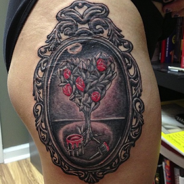 Alice Wonderland Hand Mirror Tattoo