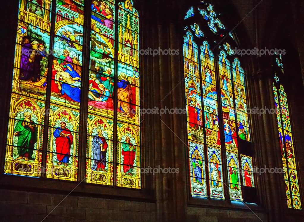 Amazing Architecture Stained Glass Windows Inside The Cologne Cathedral