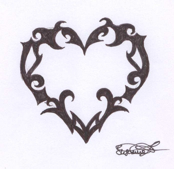 Amazing Black Tribal Gothic Heart Tattoo Design By Hearthazard
