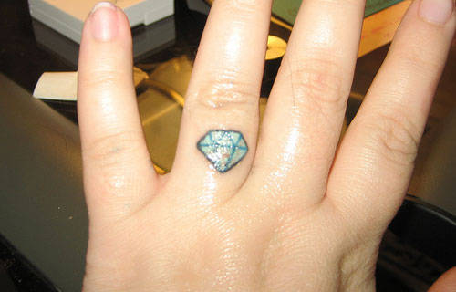 Amazing Diamond Ring Tattoo On Finger