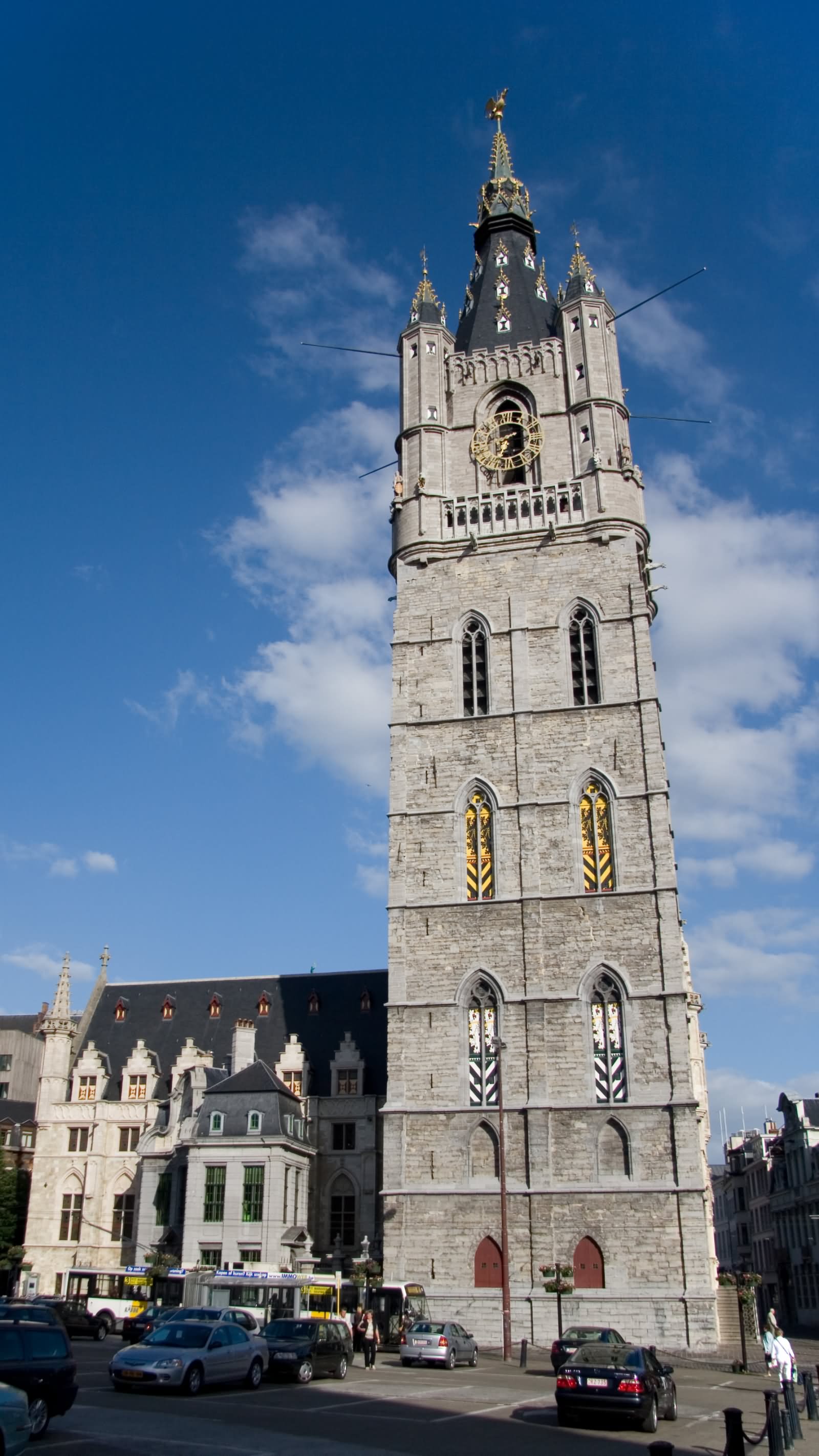 Amazing Front Picture Of The Belfry Tower Of Ghent In Belgium