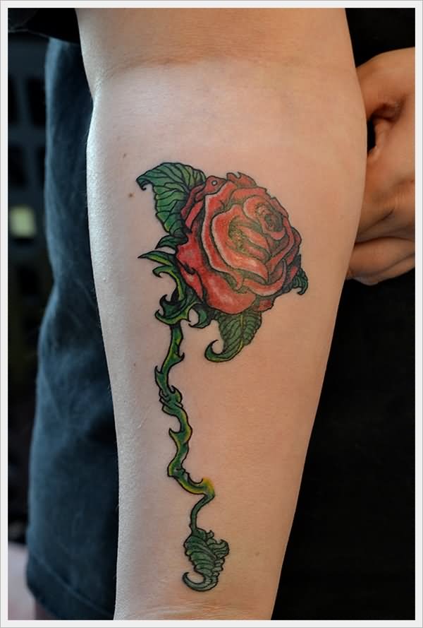 Amazing Gothic Rose Tattoo Design For Forearm