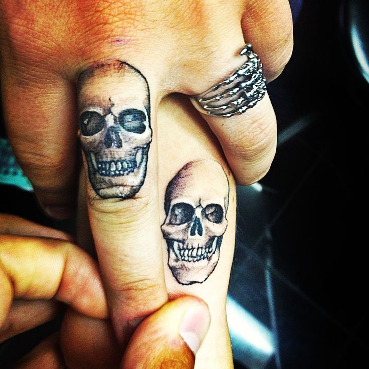 Amazing Skull Tattoo Design For Finger