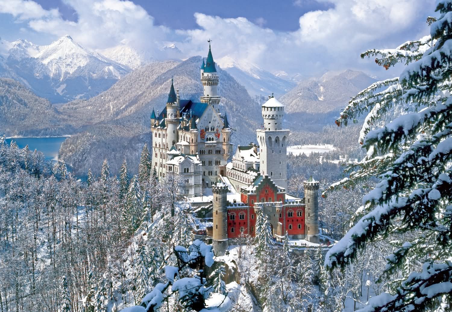 Amazing View Of The Neuschwanstein Castle Covered With Snow In Winters