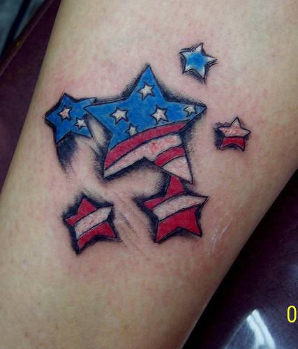 American Flag In Stars Tattoo Design For Sleeve