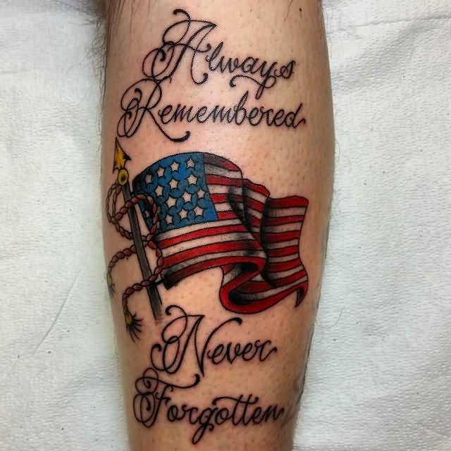 American Flag Tattoo Design For Sleeve