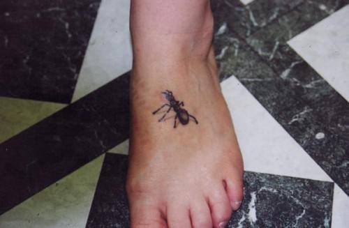 Ant Tattoo On Left Foot