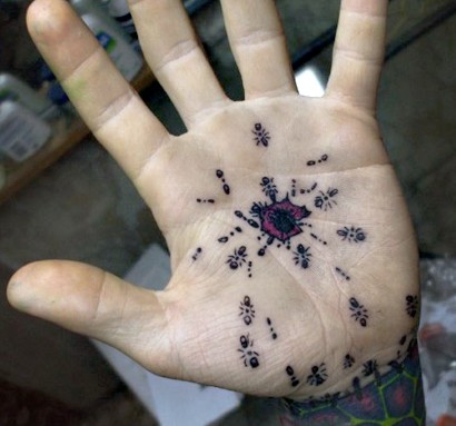 Ant Tattoos On Left Palm