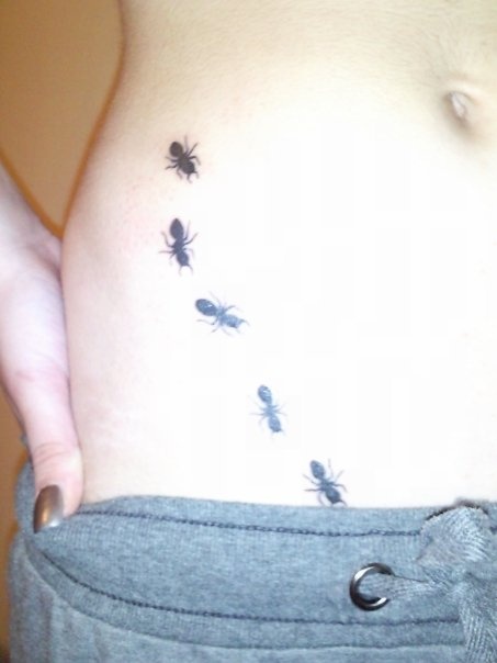 Ant Tattoos On Right Hip For Girls