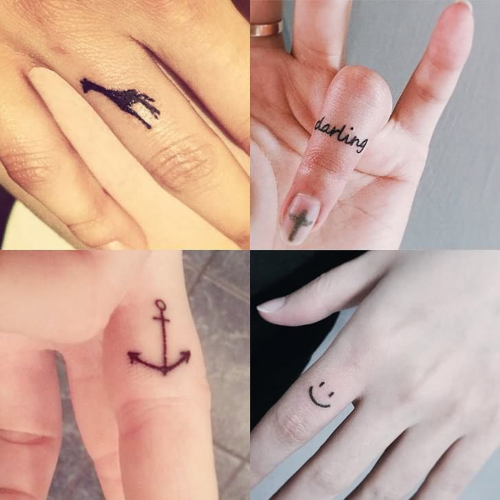 Attractive Four Tattoo Design For Finger