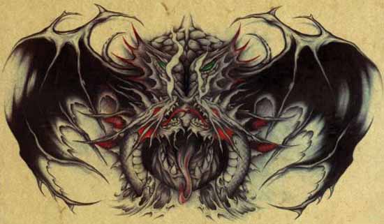 Attractive Gothic Dragon Tattoo Design
