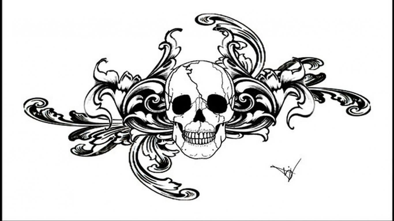 Attractive Gothic Skull Tattoo Design