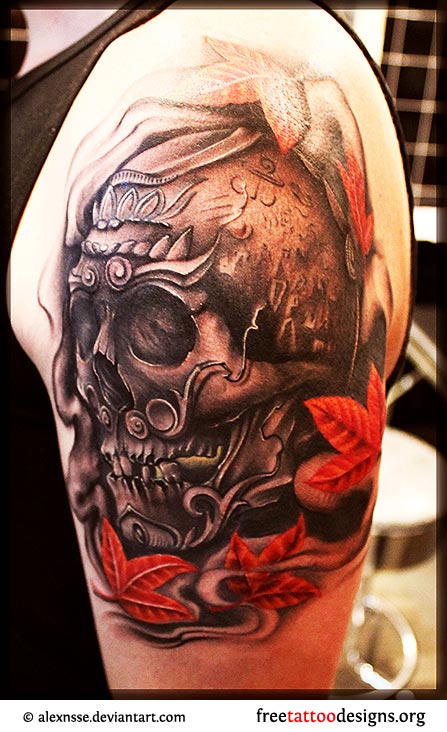 Attractive Gothic Skull Tattoo On Man Left Shoulder