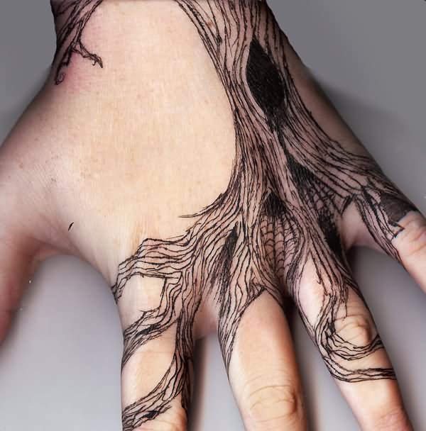 Attractive Nature Tree Tattoo On Hand