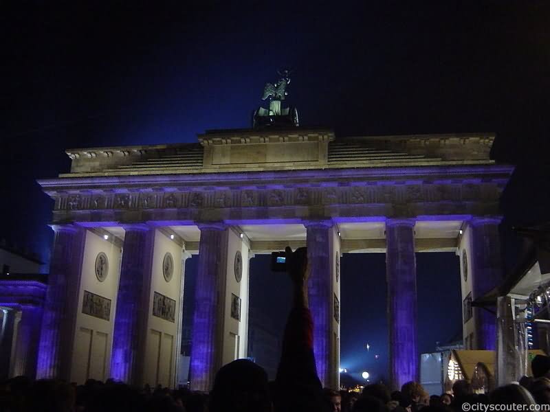 Beautiful Blue Lights On The Brandenburg Gate At Night