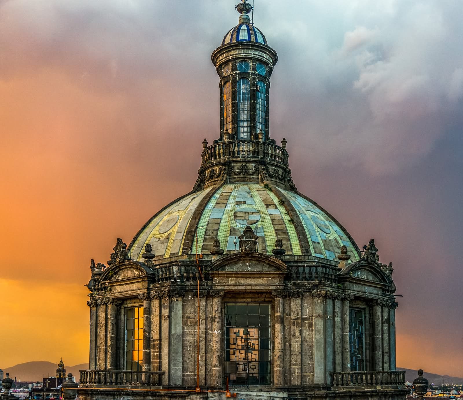 Beautiful Dome Of The Mexico City Metropolitan Cathedral Exterior View