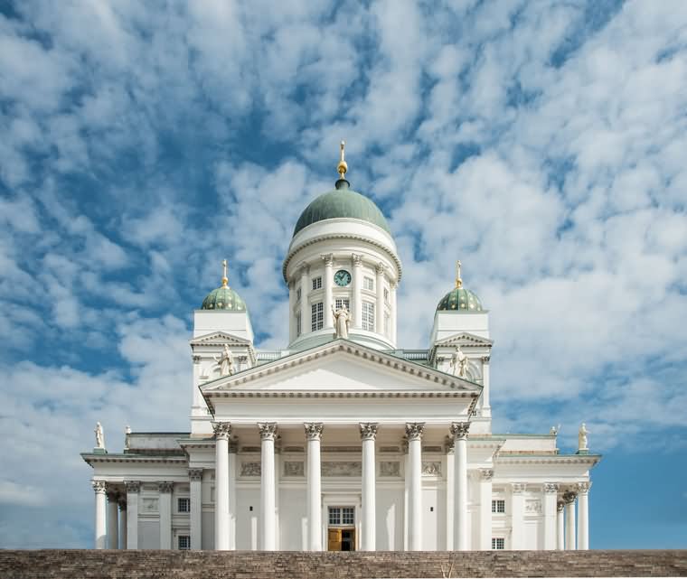 Beautiful Front Facade View Of The Helsinki Cathedral