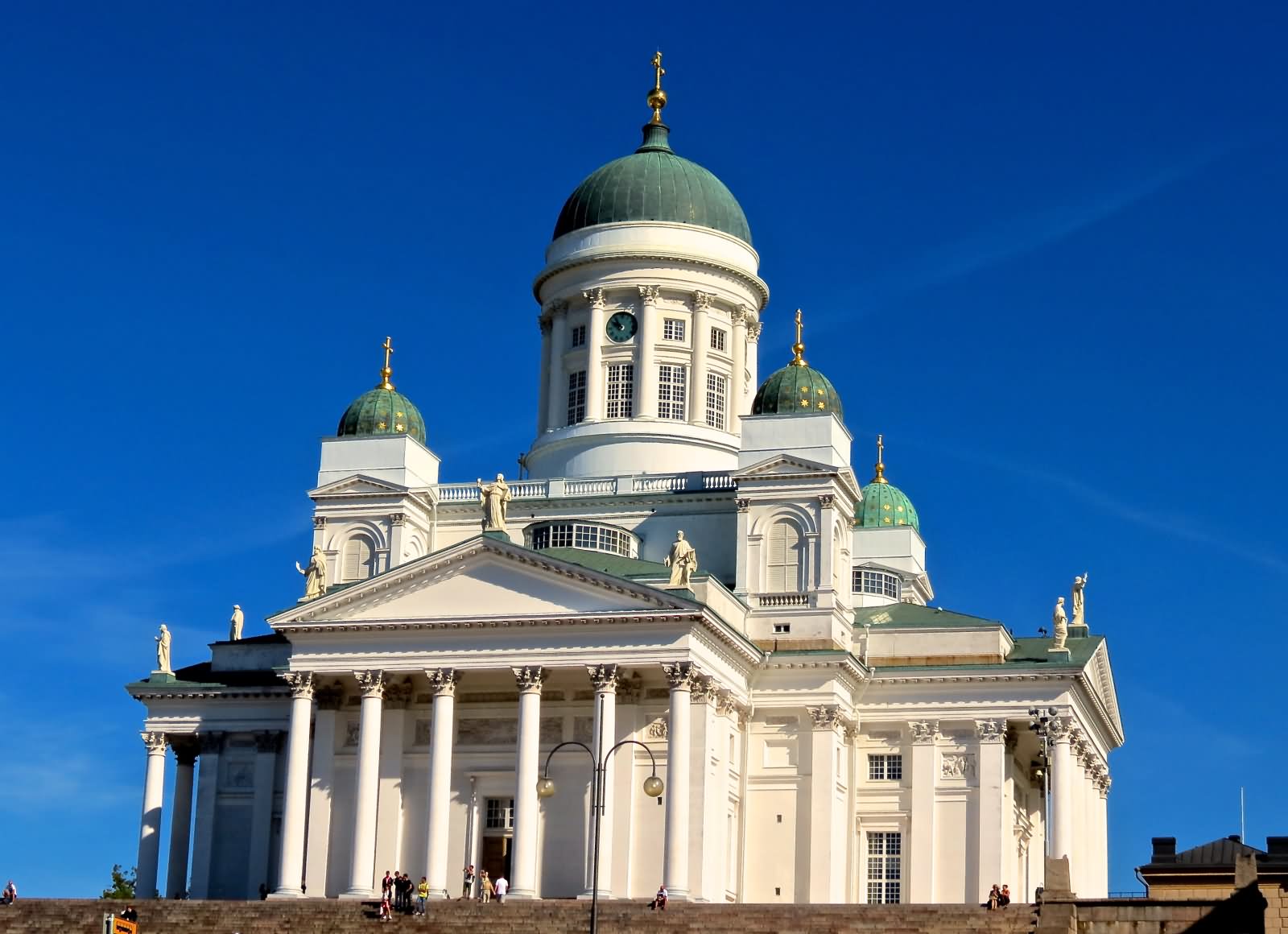 Beautiful Front View Of The Helsinki Cathedral In Finland