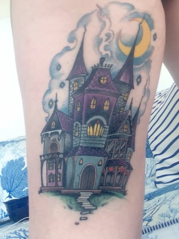 Beautiful Haunted House Tattoo Idea