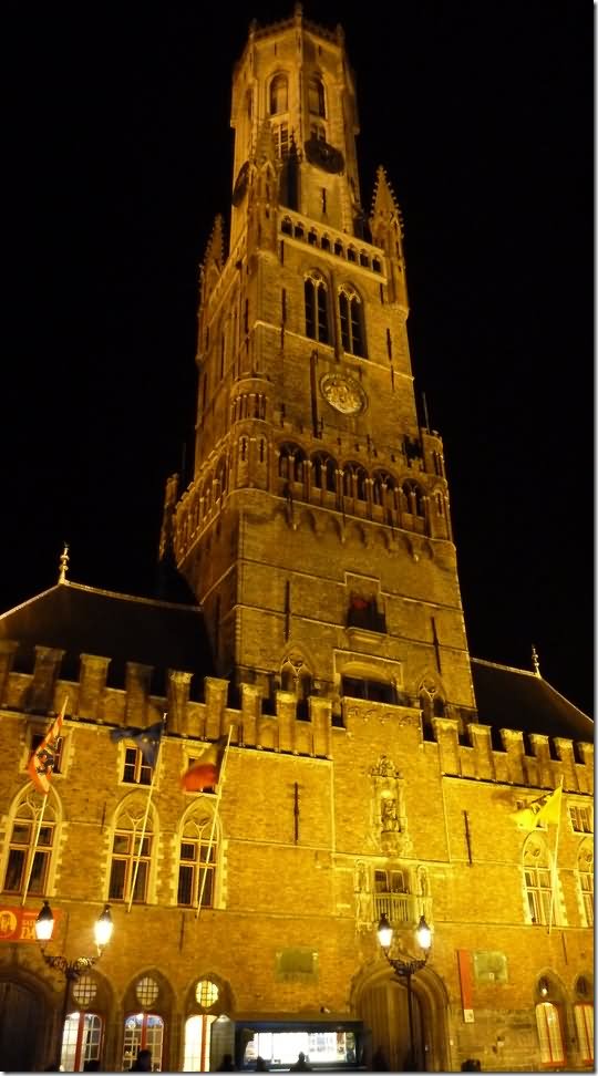 Beautiful Night View Of The Belfry Of Ghent In Belgium