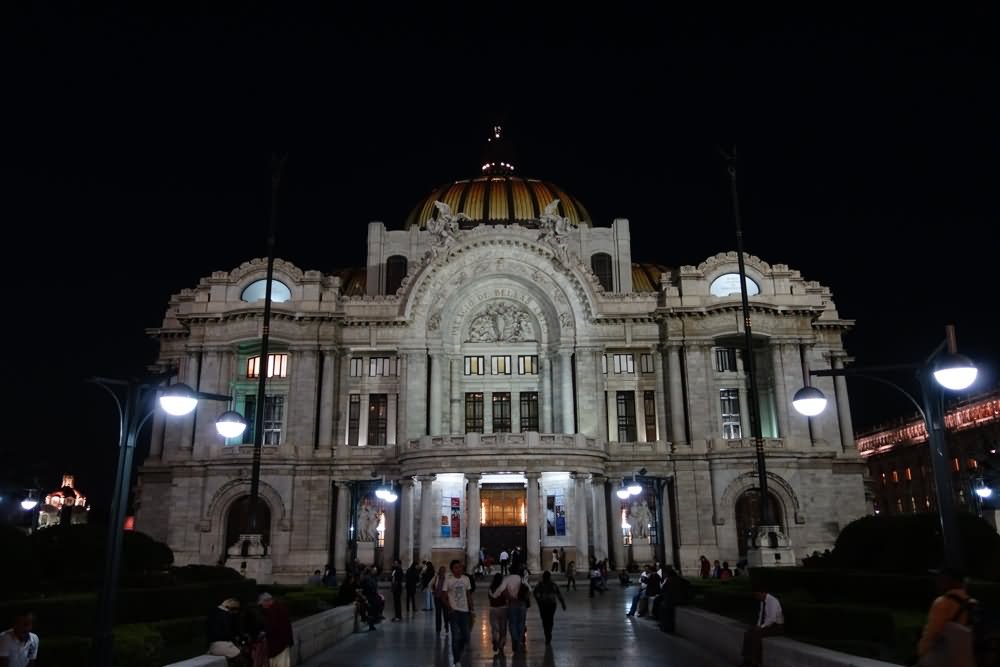Beautiful Night View Of The Palacio de Bellas Artes In Mexico