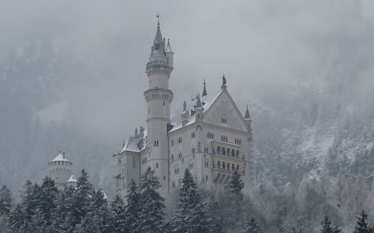 Beautiful Picture Of The Neuschwanstein Castle With Snow