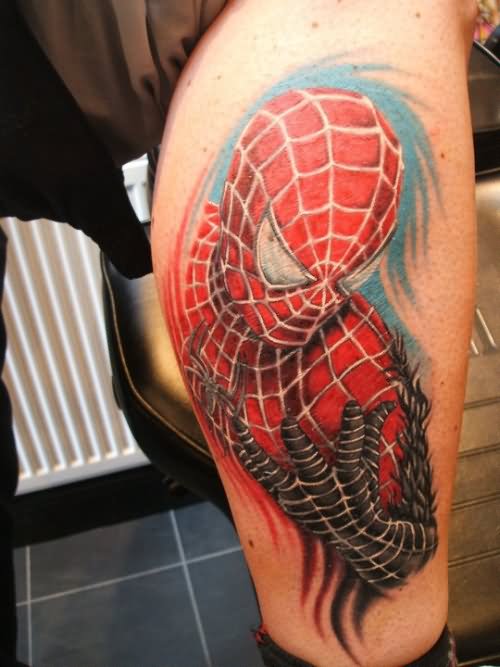 15+ Spiderman Tattoos On Leg