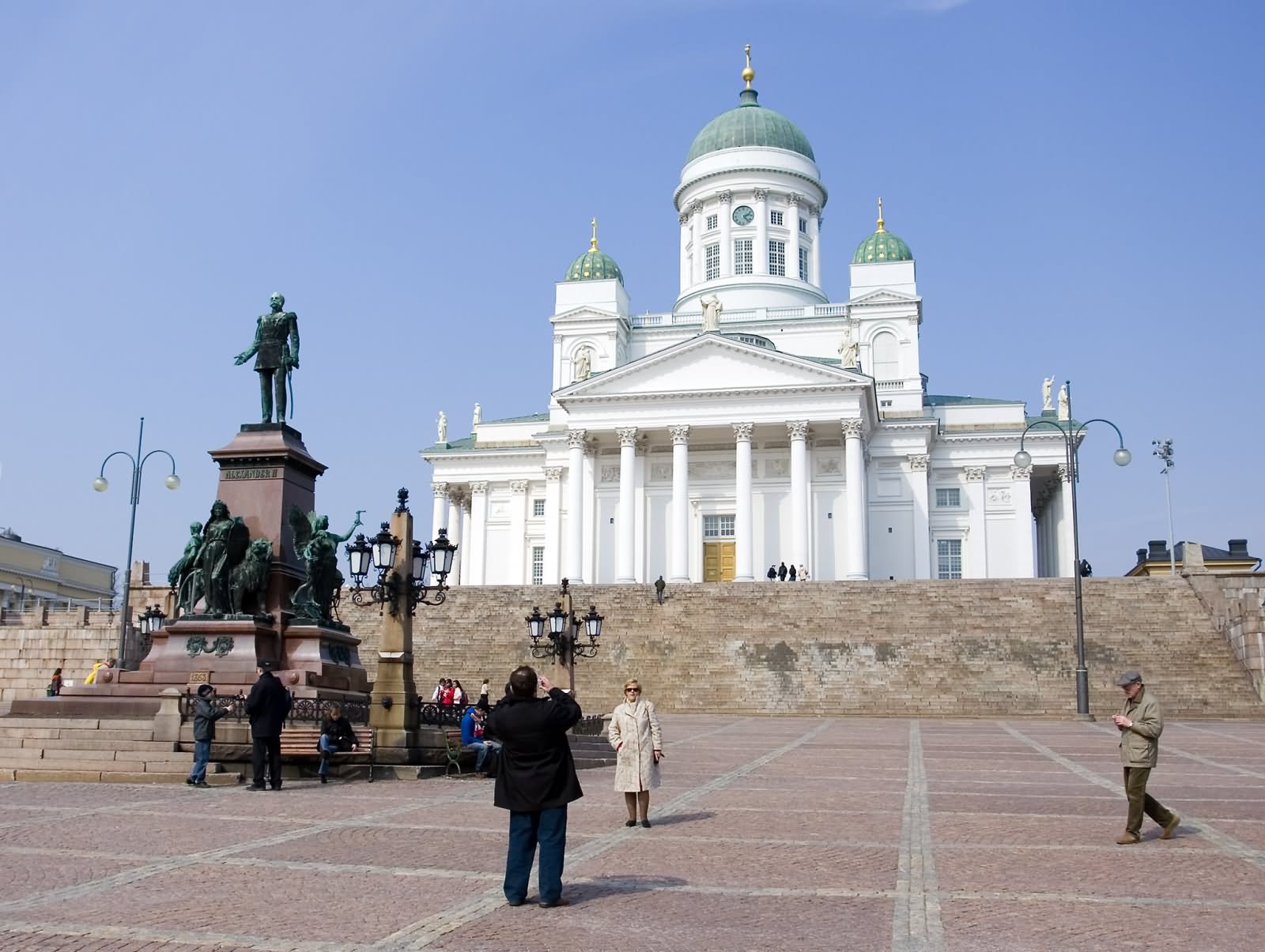 Beautiful Statues In Front Of The Helsinki Cathedral
