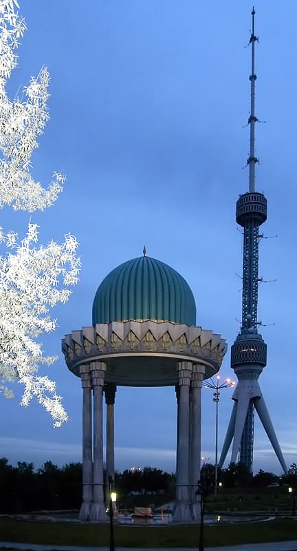 Beautiful Tashkent Tower At Dusk Picture