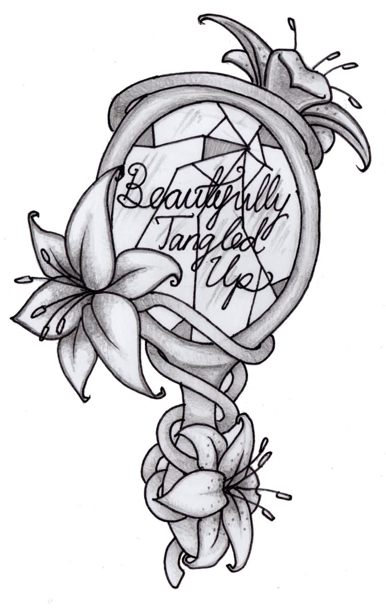 Beautifully Tangled Up Hand Mirror Tattoo Design