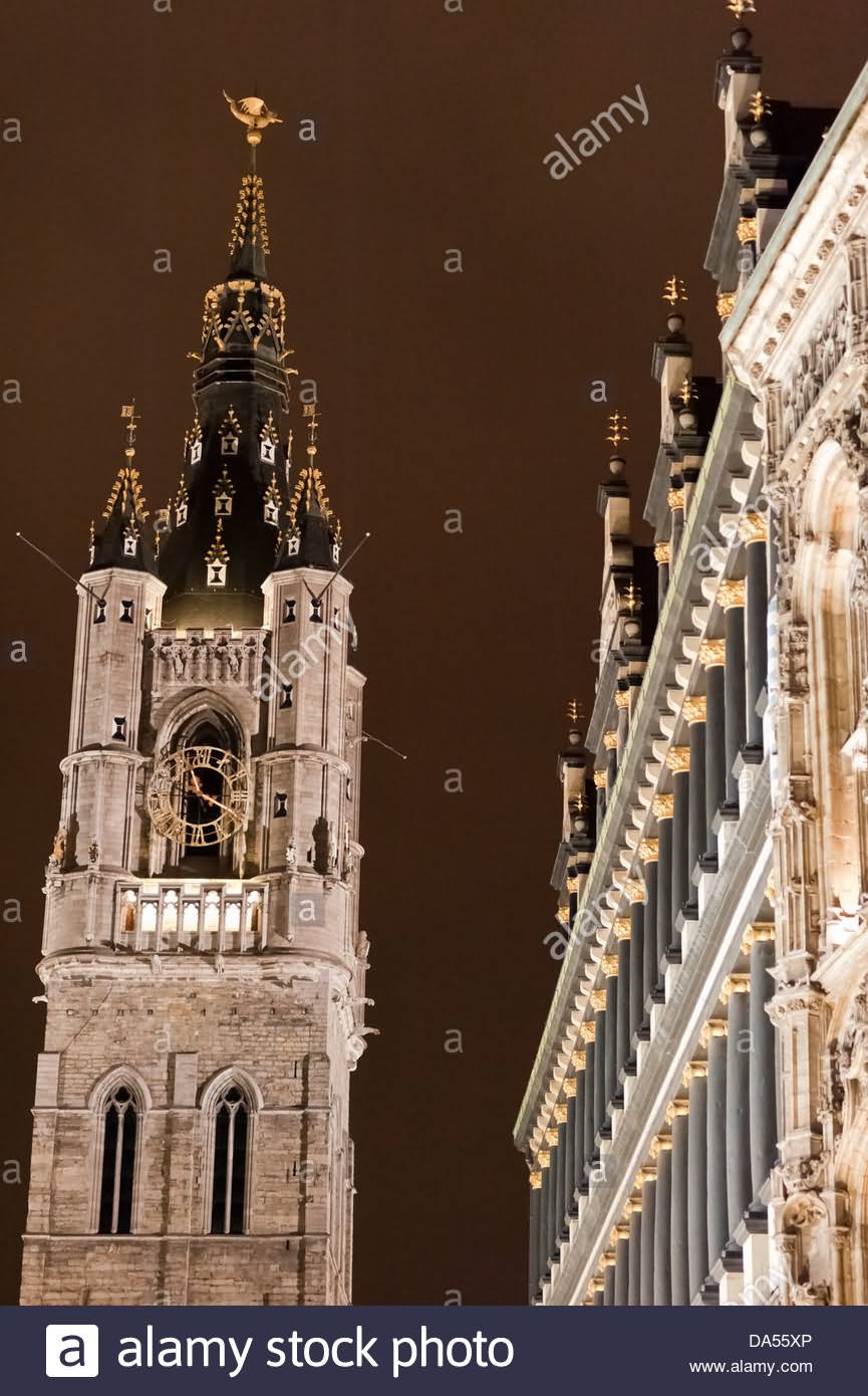 Belfry Of Ghent At Night