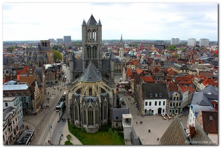 Belfry of Ghent And St. Nicholas Church In Belgium