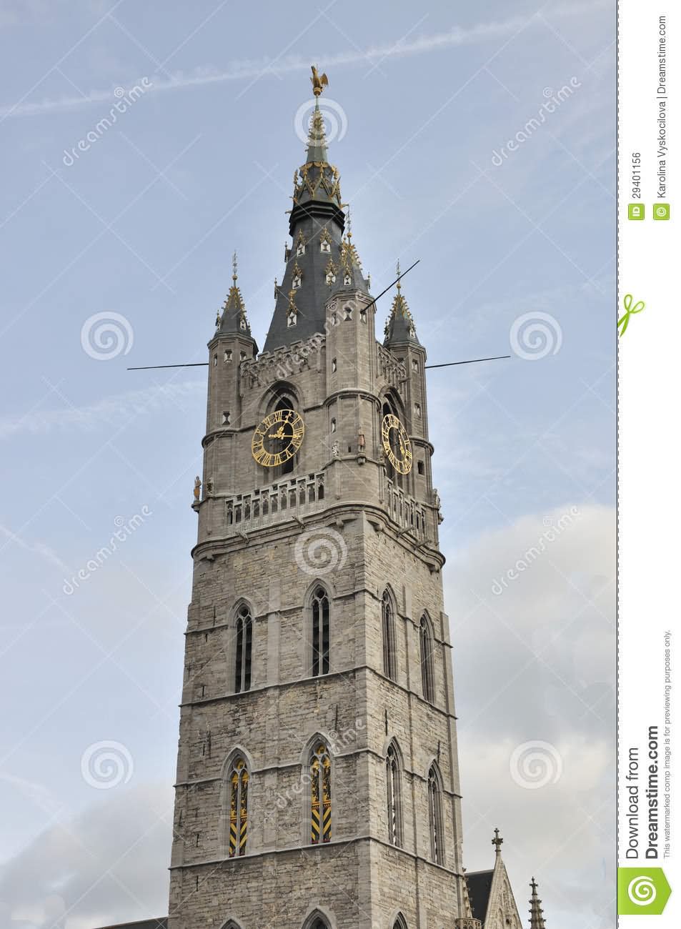 Bell Tower Of The Belfry of Ghent In Belgium