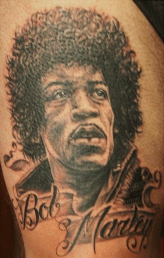 Black And Grey Bob Marley Tattoo