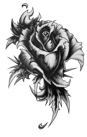 Black And Grey Gothic Rose Tattoo Design