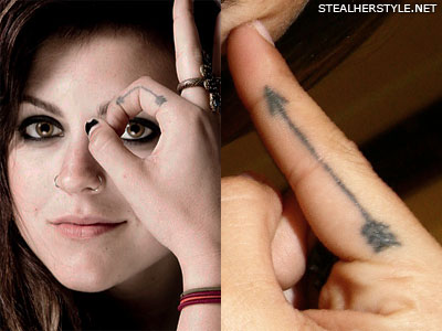 Black Arrow Tattoo On Girl Finger
