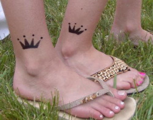 Black Crown Tattoo Design For Ankle
