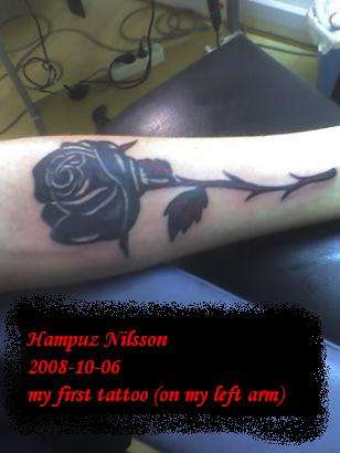 Black Gothic Rose Tattoo On Left Forearm