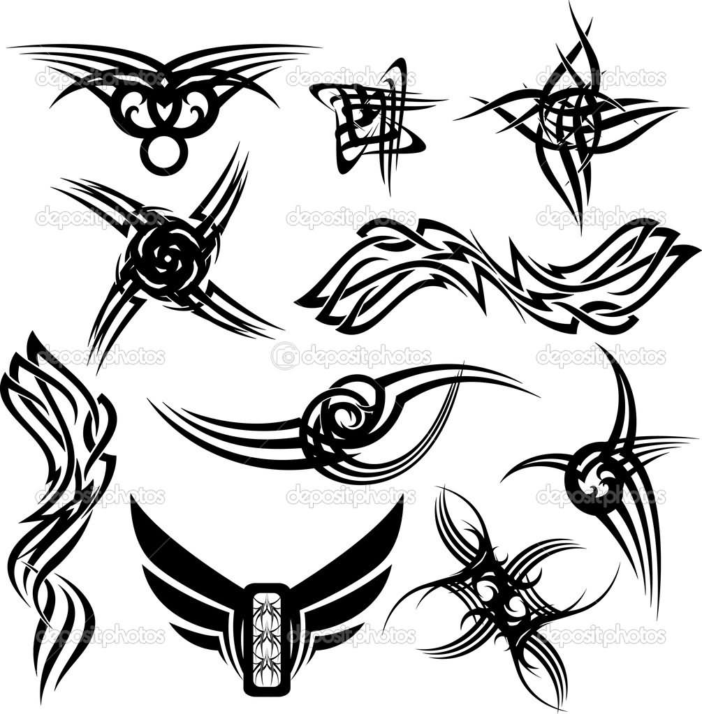 Black Gothic Tribal Design Tattoo Flash