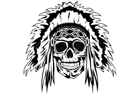 Black Indian Chief Skull Tattoo Design For Chest