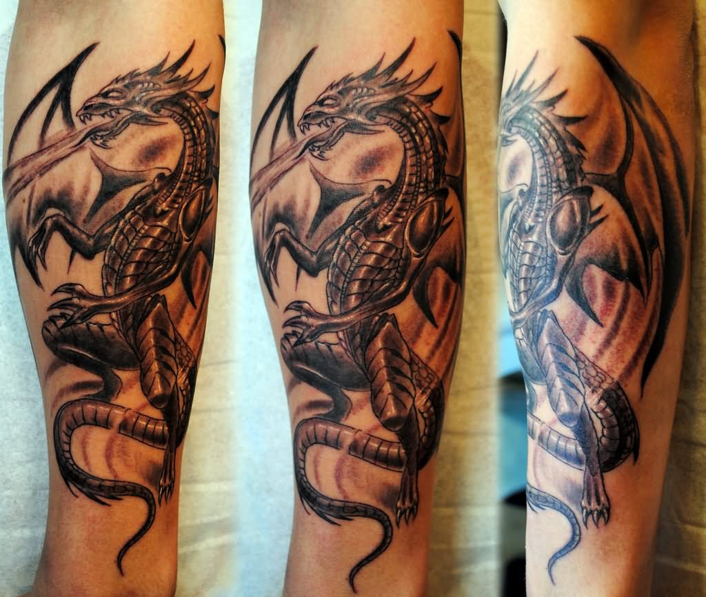 Популярные тату на руку дракон