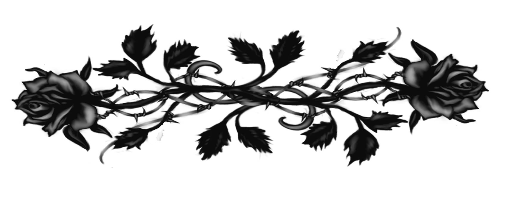 Black Ink Gothic Roses Tattoo Design