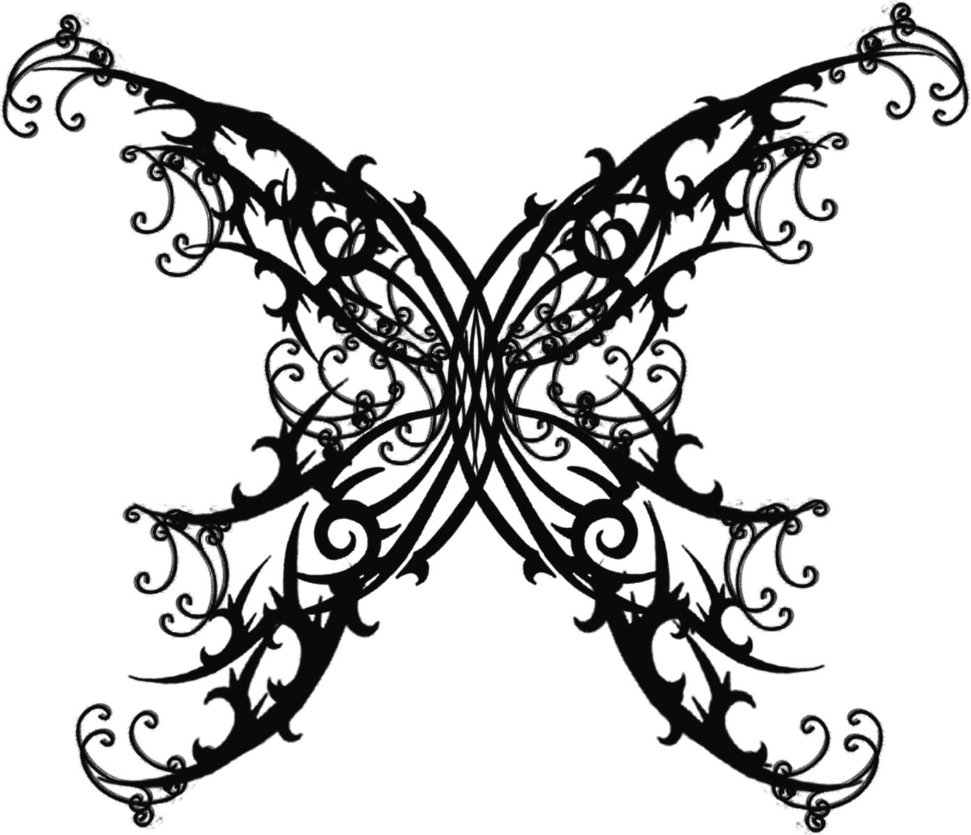 Black Tribal Gothic Butterfly Tattoo Stencil