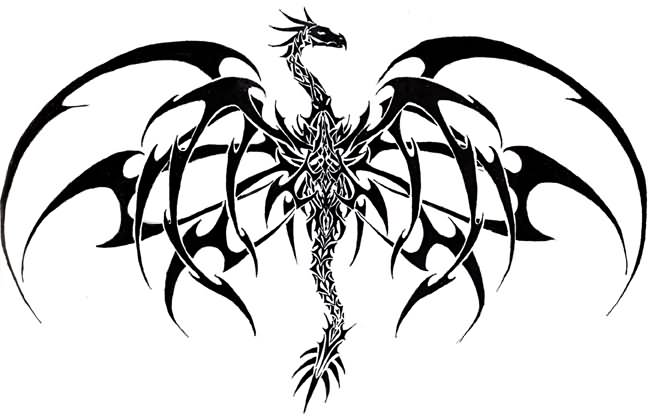 Black Tribal Gothic Dragon Tattoo Stencil By Samanosuke Kazama