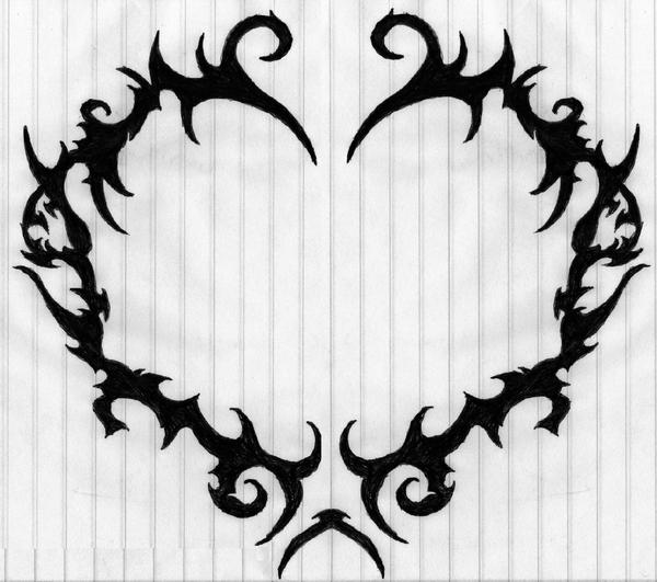 Black Tribal Gothic Heart Tattoo Design