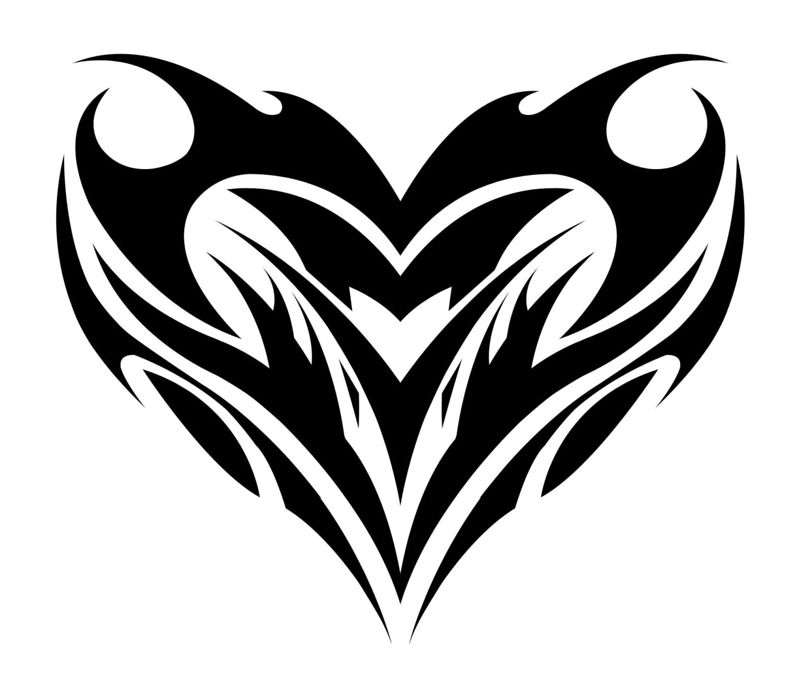 Black Tribal Gothic Heart Tattoo Stencil By
