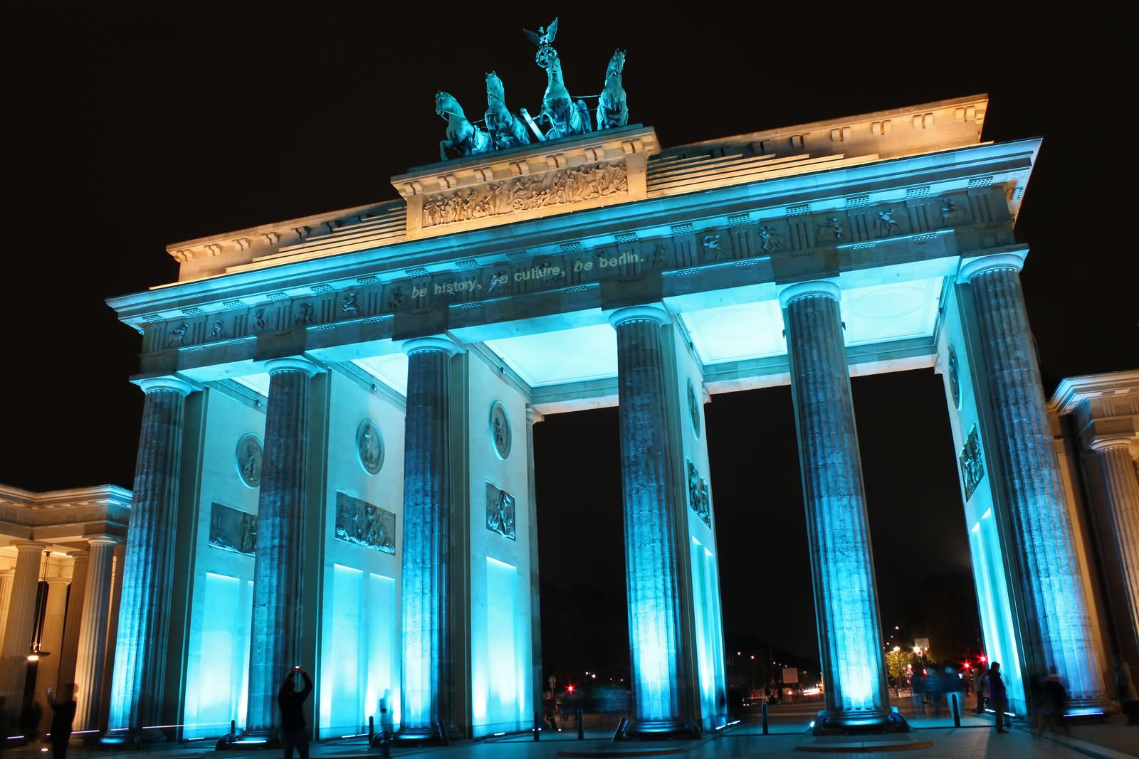 Blue Lights At The Brandenburg Gate During Night