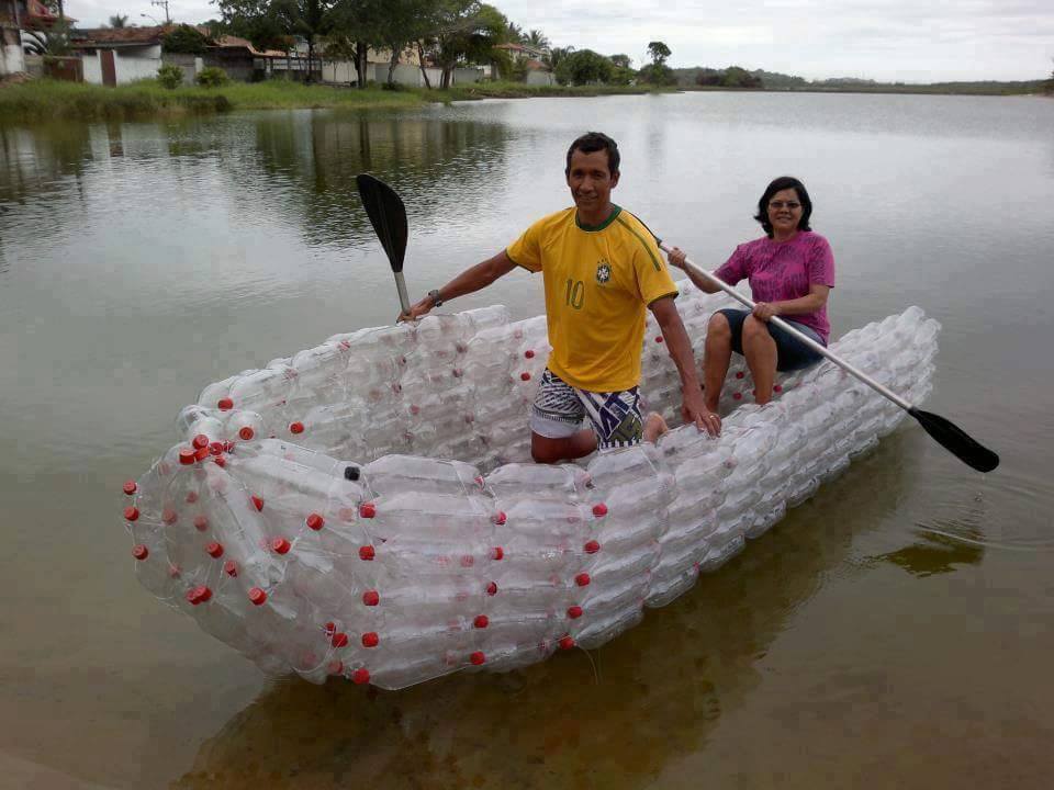 Boat made with plastic bottles and polythene bags.