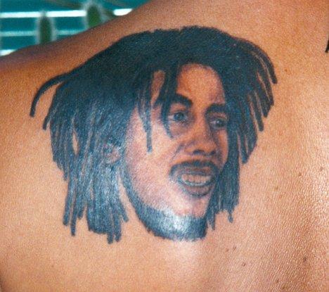 Bob Marley Head Tattoo On Left Back Shoulder