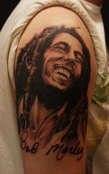 Bob Marley Tattoo On Right Shoulder For Men